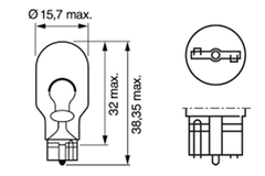 Bóng đèn phanh chân cắm T10 W16W 12V chính hãng Bosch (1987302205)