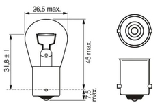 Bóng đèn phanh chân cài 1 tóc trắng P21W 24V-21W chính hãng Bosch (1987302501)