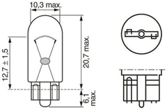 Bóng đèn soi biển số chân cắm T10 ECO W5W 12V-5W chính hãng Bosch (1987302819) - Giá 10 bóng