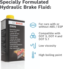 Dầu phanh hiệu suất cao đa dụng ENV6 DOT 5.1, 500ml, 1000ml chính hãng Bosch nhập khẩu Châu Âu