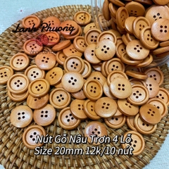 Nút Gỗ Nâu Trơn 4 Lỗ (1cái)