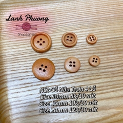 ⚫️Nút Gỗ Nâu Trơn 4 Lỗ (set 10 cái)