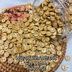 Nút Gỗ Viền Nét Đứt Vàng Sáng (1 cái)