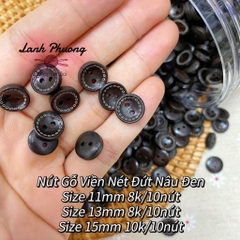 ⚫️Nút Gỗ Viền Nét Đứt Nâu Đen (set 10 cái)