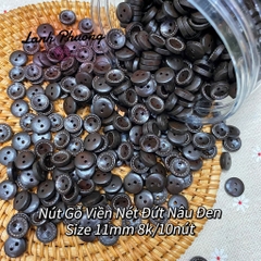 Nút Gỗ Viền Nét Đứt Nâu Đen (1cái)