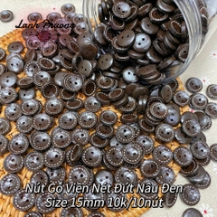 Nút Gỗ Viền Nét Đứt Nâu Đen (1cái)
