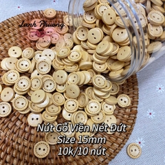 ⚫️Nút Gỗ Viền Nét Đứt Vàng Sáng (set 10 cái)