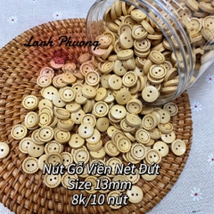 Nút Gỗ Viền Nét Đứt Vàng Sáng (1 cái)