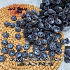 ⚫️Nút Gỗ Viền Nét Đứt Nâu Đen (set 10 cái)