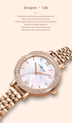 Đồng Hồ Nữ ABORNI YBN-8825 Dây Thép ( Xanh Vàng )