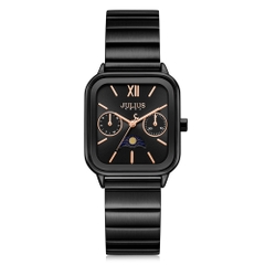 Đồng Hồ Nữ JA-1467H Julius Hàn Quốc Dây Thép (Đen)