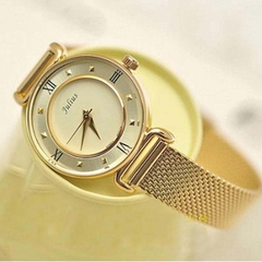 Đồng hồ JULIUS nữ vành khuyên dây mịn JA-728C (Vàng)