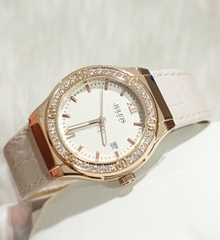 Đồng Hồ Nữ JA-1395C Julius Hàn Quốc Dây Da (Trắng)