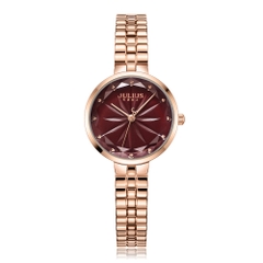 Đồng Hồ Nữ Julius Hàn Quốc Dây Thép JA-1278B (Đỏ Mận)