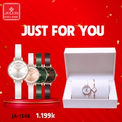 Combo Quà Tặng Đồng Hồ Nữ JA-1348A + Vòng Tay JSB02A (Trắng)