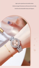 Đồng Hồ Nữ ABORNI YBN-3015 Dây Thép ( Hồng Bạc )
