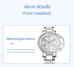 Đồng Hồ Nữ GAIDU KD-3002 Dây Thép (Trắng Bạc)