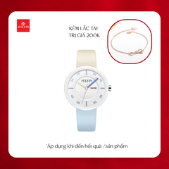 Đồng Hồ Nữ JA-1492B Julius Hàn Quốc Dây Da (Trắng Vàng)