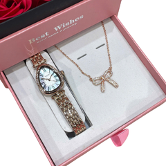 Combo  Đồng Hồ Nữ JA-1526D Julius Hàn Quốc  + Dây Chuyền ES214A