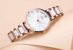 Đồng Hồ Nữ  JA-1209A Julius Hàn Quốc Dây Thép (Hồng Mặt Trắng)