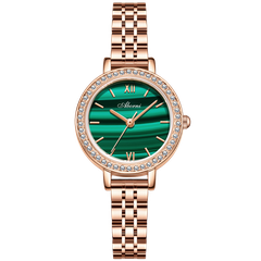 Đồng Hồ Nữ ABORNI YBN-8825 Dây Thép ( Xanh Vàng )