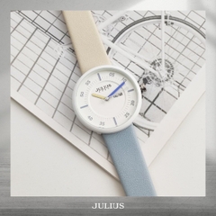 Đồng Hồ Nữ JA-1492B Julius Hàn Quốc Dây Da (Trắng Vàng)