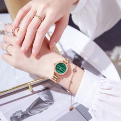 Đồng Hồ Nữ ABORNI YBN-8825 Dây Thép ( Xanh Vàng )