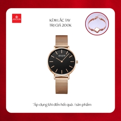 Đồng Hồ Nữ JS-027C Julius Star Kính Sapphire Hàn Quốc (Đồng Mặt Đen)
