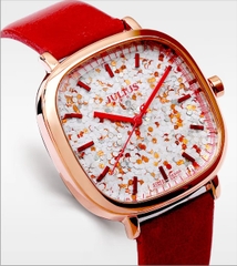 Đồng Hồ Nữ JA-889 Julius Hàn Quốc Dây Da Màu Đỏ