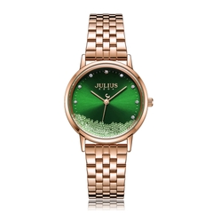 Đồng Hồ Nữ JA-1283 Julius Hàn Quốc Dây Thép (Xanh)