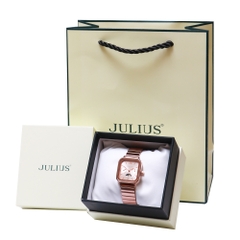 Đồng Hồ Nữ JA-1467E Julius Hàn Quốc Dây Thép (Vàng Hồng)