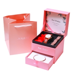 Combo Quà Tặng Đồng Hồ Nữ JA-1309LC Kèm Dây Mesh + Lắc Tay JSP078