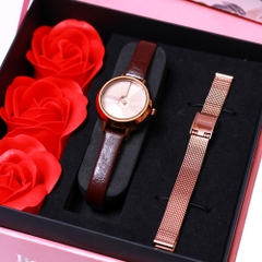Combo Quà Tặng Đồng Hồ Nữ JA-979E Kèm Dây Mesh + Lắc Tay JSB078