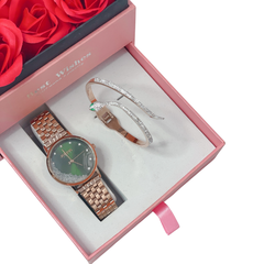 Combo Đồng Hồ Nữ JA-1283B Julius Hàn Quốc + Vòng Tay Hình Chú Rắn ES190B
