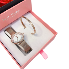 Combo Đồng Hồ Nữ JA-924D1 Julius  + Vòng Tay Julius JSB078 RG