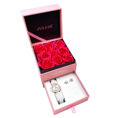Combo Đồng Hồ Nữ JS-062 đá Ceramic + Bông Tai Moissanite ES293DS-ES053