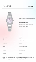 Đồng Hồ Nữ GAIDU KD-3003 Dây Thép (Hồng Xà Cừ)