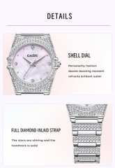 Đồng Hồ Nữ GAIDU KD-3003 Dây Thép (Hồng Xà Cừ)