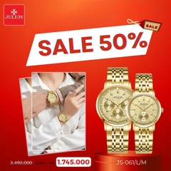 Đồng Hồ Cặp JS-061ML Julius Hàn Quốc Dây Thép (Vàng)