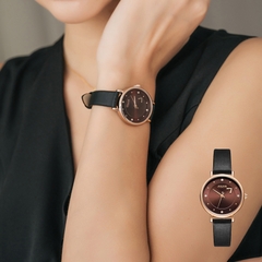 Combo Đồng Hồ Nữ JA-1248LH1 Tặng Kèm Dây Thép Julius Hàn Quốc ( Đen)