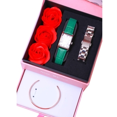 Combo Quà Tặng Đồng Hồ Nữ JA-1338A Kèm Dây Mesh + Lắc Tay JSP078