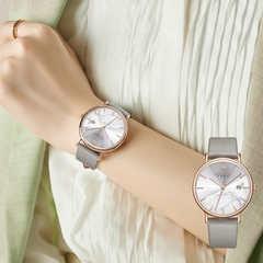 Đồng Hồ Nữ JA-1312A Julius Hàn Quốc Dây Da (Xám)