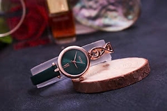 Đồng Hồ Nữ JA-1351C Julius Hàn Quốc Dây Da  (Xanh)