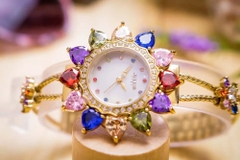 Đồng Hồ Nữ JS-021A Julius Star Mặt Hoa Đính Đá swarovski (Vàng )