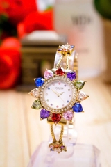 Đồng Hồ Nữ JS-021A Julius Star Mặt Hoa Đính Đá swarovski (Vàng )