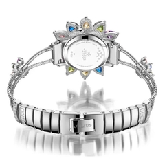 Đồng Hồ Nữ  JS-021B Julius Star Mặt Hoa Đính Đá Lục Sắc (Bạc)