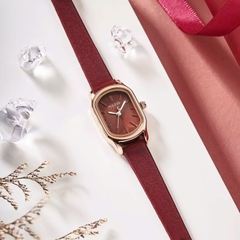 Đồng Hồ Nữ JA-1112D Julius Hàn Quốc dây da (Đỏ)