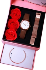 Combo Quà Tặng Đồng Hồ Nữ JA-1309LC Kèm Dây Mesh + Lắc Tay JSP078