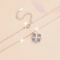 Dây Chuyền ESME ES180AS Kim Cương Đá Moissanite Bạc 925 Xi Kim 5 lớp