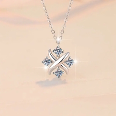 Dây Chuyền ESME ES180AS Kim Cương Đá Moissanite Bạc 925 Xi Kim 5 lớp